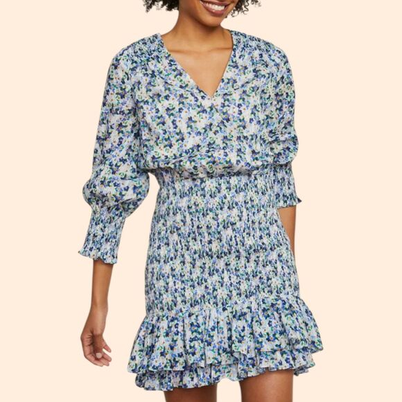 Veronica Beard Darrah Smocked Mini Dress - Picture 1 of 9